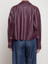Esme Crop Shirt in Vegan Leather - Bordeaux