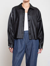 Esme Crop Shirt in Vegan  Leather - Black