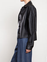 Esme Crop Shirt in Vegan  Leather - Black