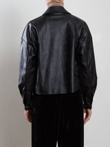 Esme Crop Shirt in Faux Leather - Black