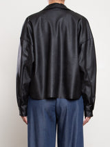 Esme Crop Shirt in Vegan  Leather - Black