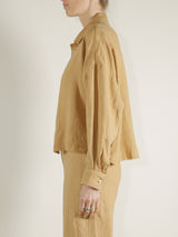 Esme Crop Shirt in French Linen - Wheat