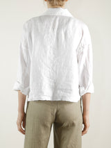Esme Crop Shirt in French Linen - White