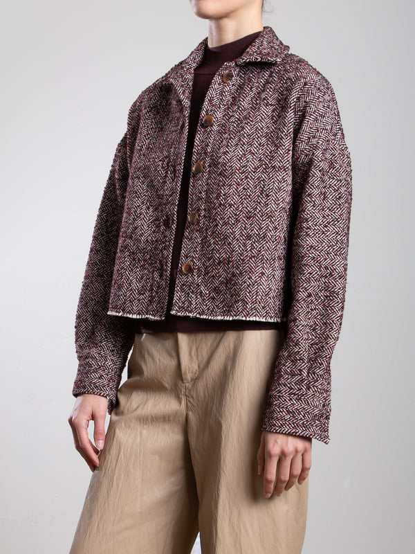 Esme Shirt in Herringbone - Burgundy