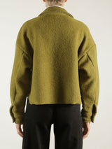 Esme Crop Shirt in Italian Wool - Chive