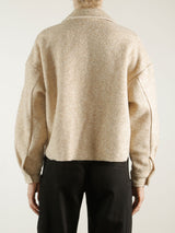 Esme Crop Shirt in Italian Wool - Oat