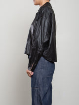 Esme Crop Shirt in Faux Leather - Black