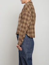 Esme Crop Shirt in Ombre Plaid - Earth