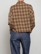 Esme Crop Shirt in Ombre Plaid - Earth