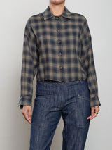 Esme Crop Shirt in Ombre Plaid - Ink