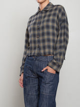Esme Crop Shirt in Ombre Plaid - Ink
