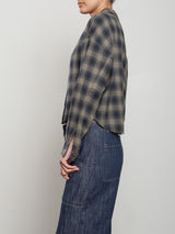 Esme Crop Shirt in Ombre Plaid - Ink