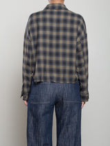 Esme Crop Shirt in Ombre Plaid - Ink