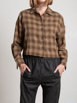 Esme Crop Shirt in Ombre Plaid - Earth