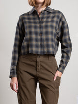 Esme Crop Shirt in Ombre Plaid - Ink