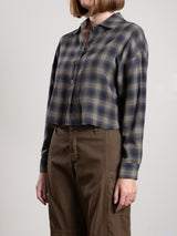 Esme Crop Shirt in Ombre Plaid - Ink