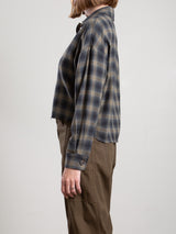 Esme Crop Shirt in Ombre Plaid - Ink