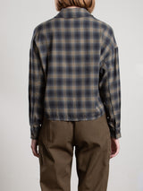 Esme Crop Shirt in Ombre Plaid - Ink