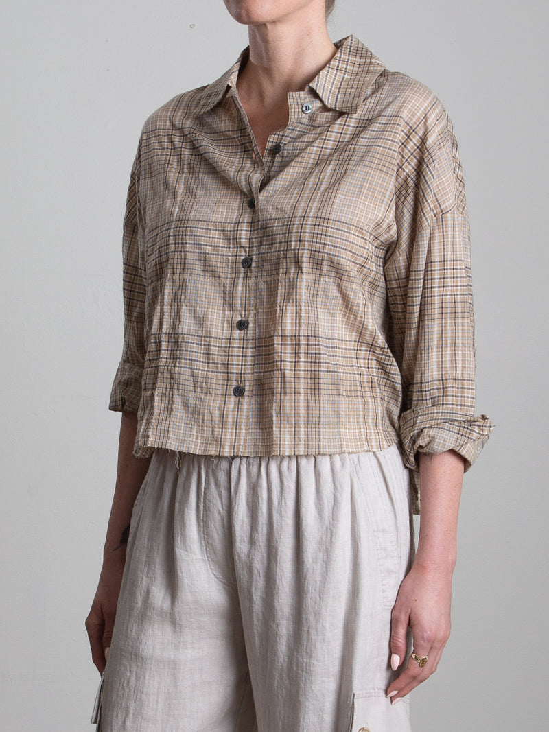 Esme Crop Shirt in Japanese Plaid - Prospect