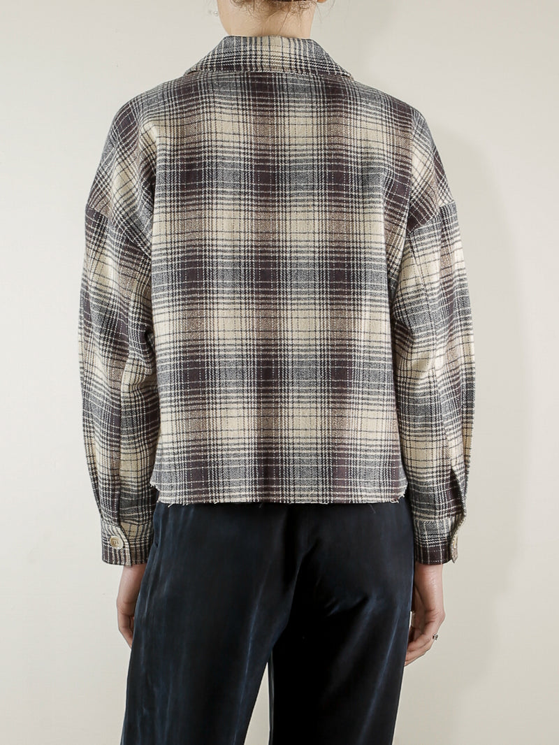 Esme Crop Shirt in Plaid - Night/Oat