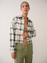 Esme Crop Shirt in Japanese Plaid - Sierra