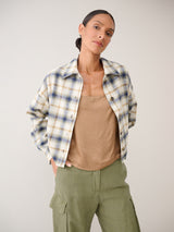 Esme Crop Shirt in Japanese Plaid - Sierra