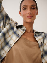 Esme Crop Shirt in Japanese Plaid - Sierra