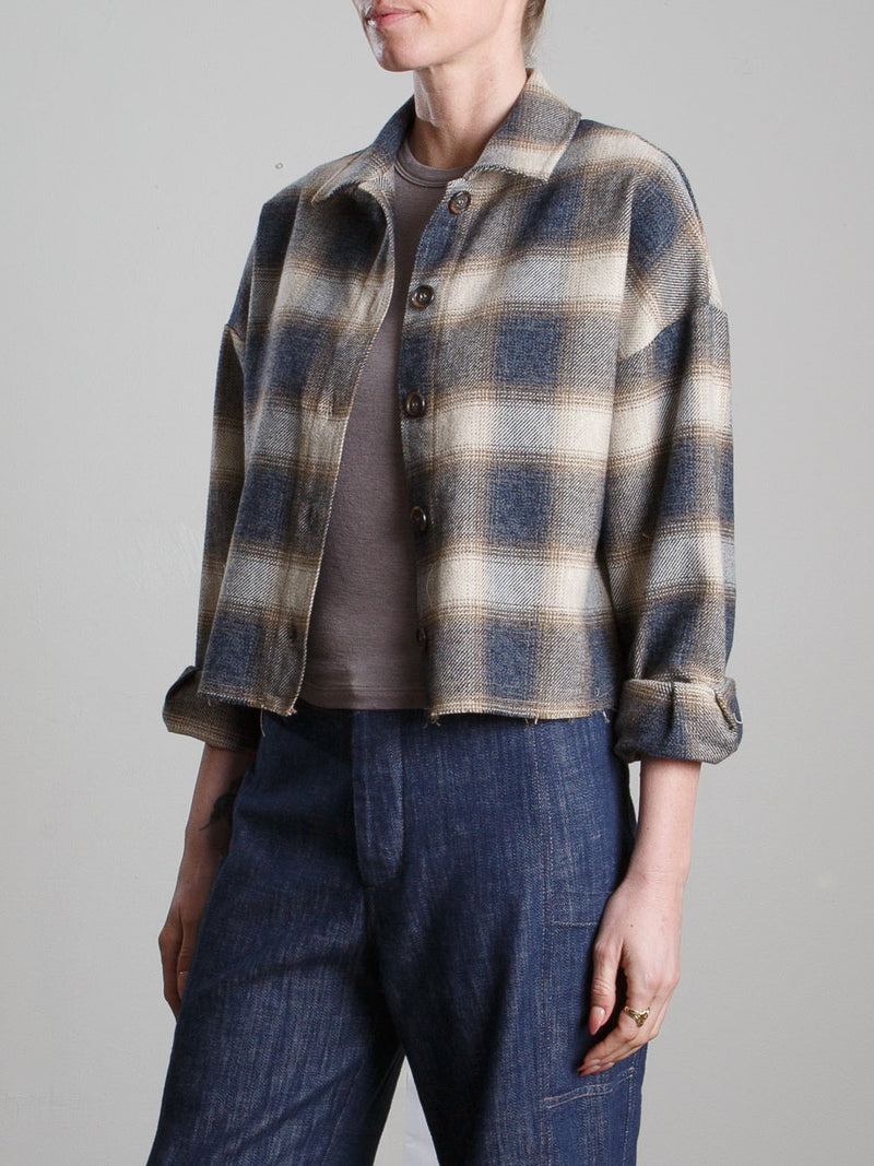 Esme Crop Shirt in Japanese Plaid - Yosemite