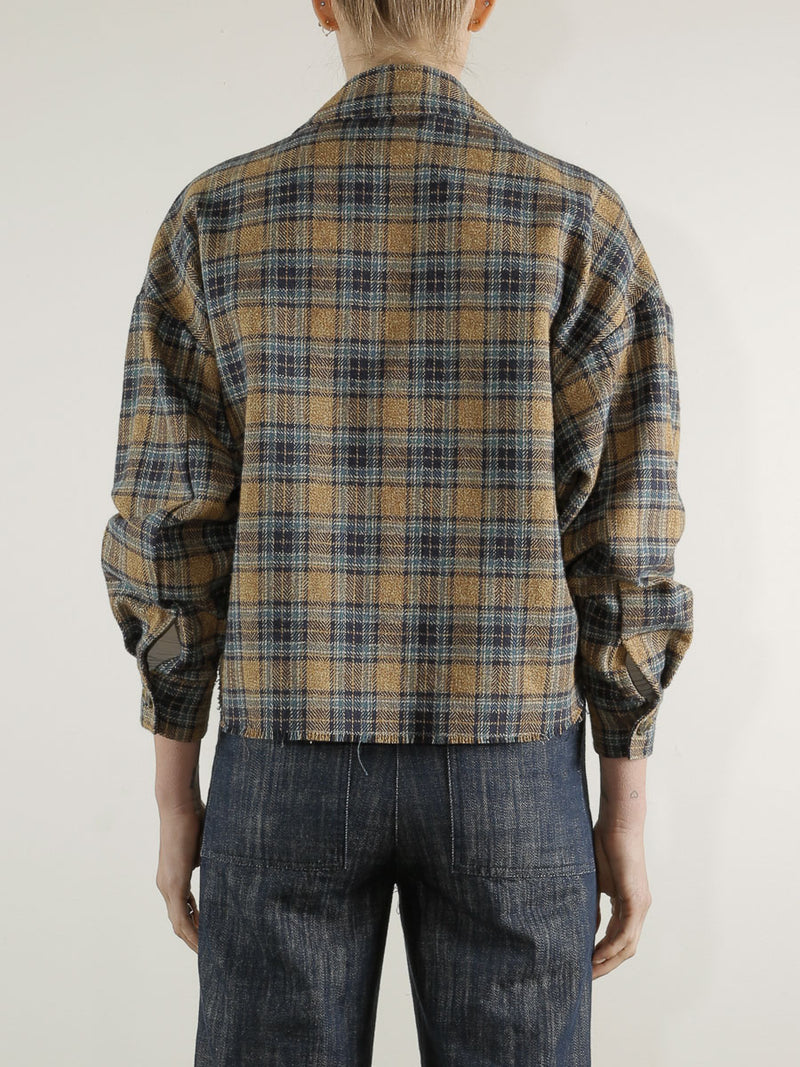 Esme Crop Shirt in Plaid - Night/Wheat