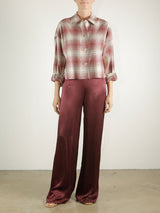 Esme Crop Shirt in Plaid - Ruby/Oat *Final Sale*