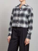 Esme Crop Shirt in Fletcher Plaid - Blue/Ivory