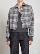 Esme Crop Shirt in Henderson Plaid - Grey/Ivory