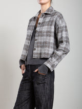 Esme Crop Shirt in Henderson Plaid - Grey/Ivory