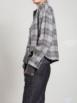 Esme Crop Shirt in Henderson Plaid - Grey/Ivory
