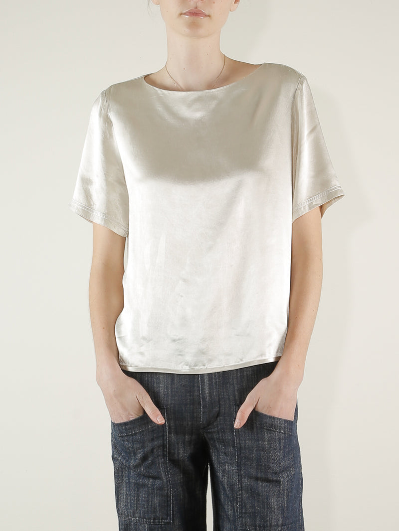 Aria Tee in Vintage Satin - Oyster