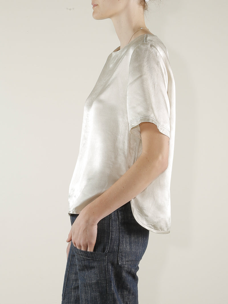 Aria Tee in Vintage Satin - Oyster