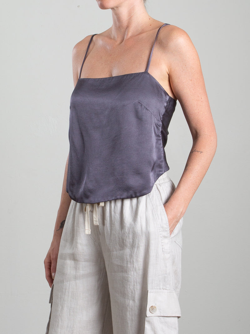 Georgia Top in Vintage Satin - Graphite