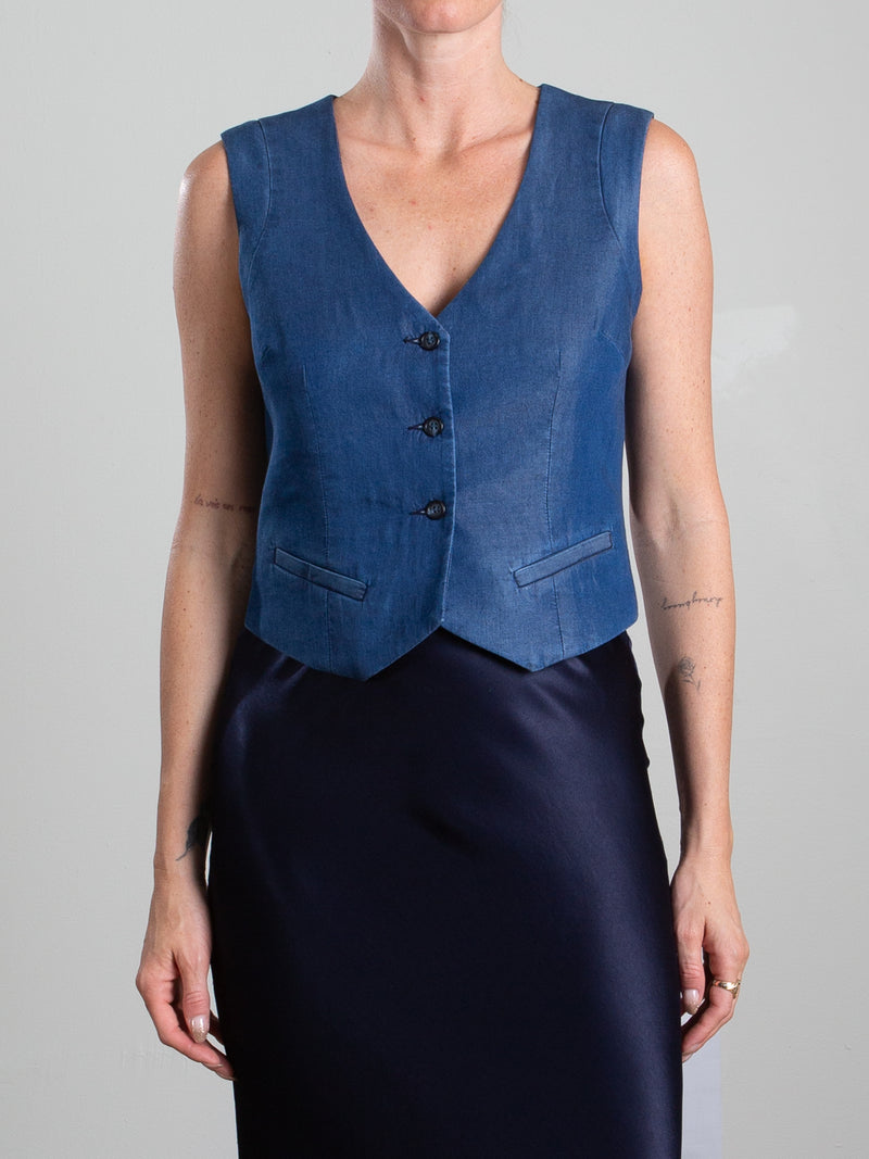 Ivy Vest in Chambray - Rinse