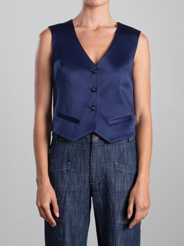 Ivy Vest in Italian Satin - Night