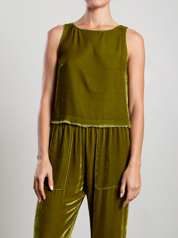 Sylvie Tank in Velvet - Chartreuse