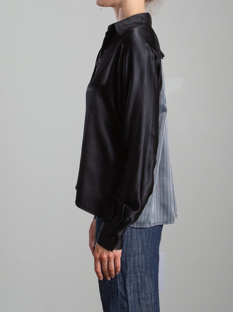 Byron Shirt in Vintage Satin - Black