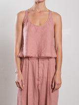 Maggie Tank in French Linen - Rosette