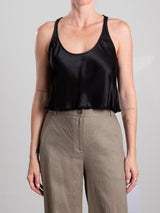 Maggie Tank in Vintage Satin - Black