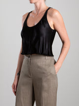 Maggie Tank in Vintage Satin - Black