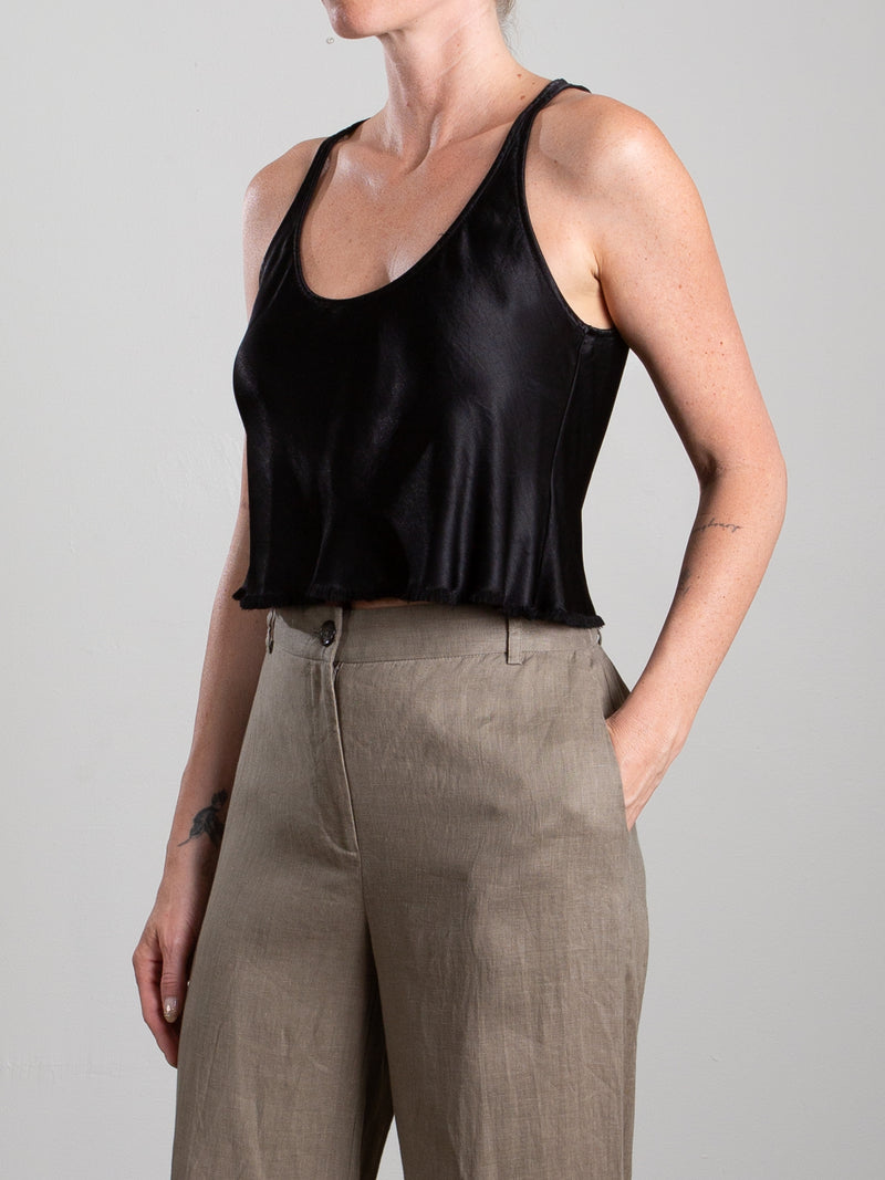 Maggie Tank in Vintage Satin - Black