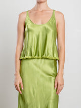 Maggie Tank in Vintage Satin - Lime