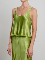 Maggie Tank in Vintage Satin - Lime