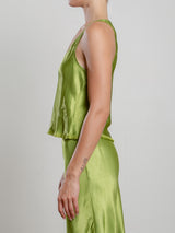 Maggie Tank in Vintage Satin - Lime