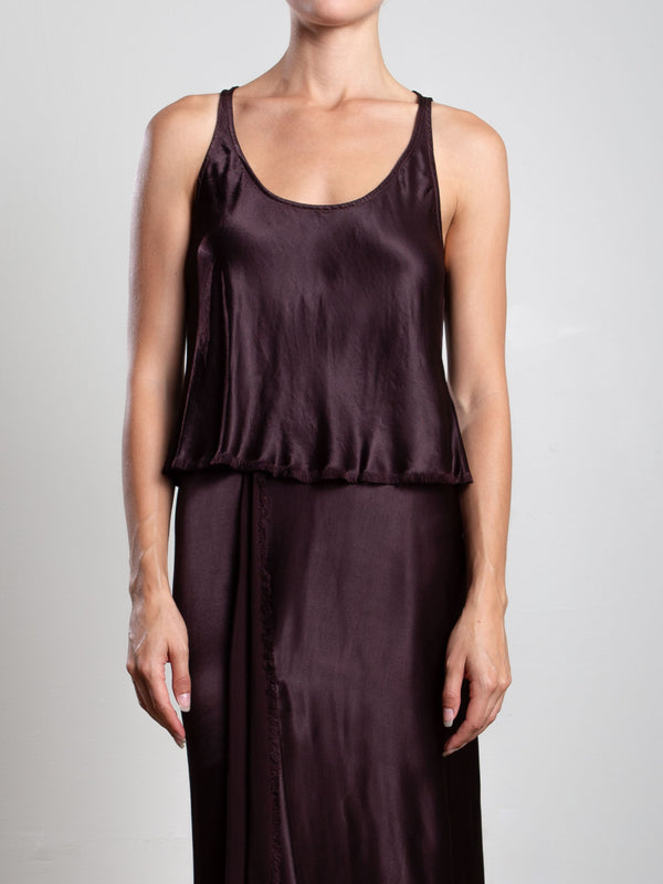Maggie Tank in Vintage Satin - Raisin