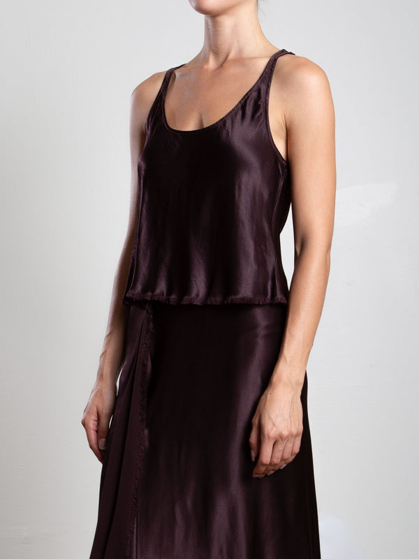Maggie Tank in Vintage Satin - Raisin